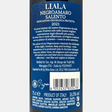 Rượu vang đỏ LIALA Negroamaro Salento, 750ml - Vang ý