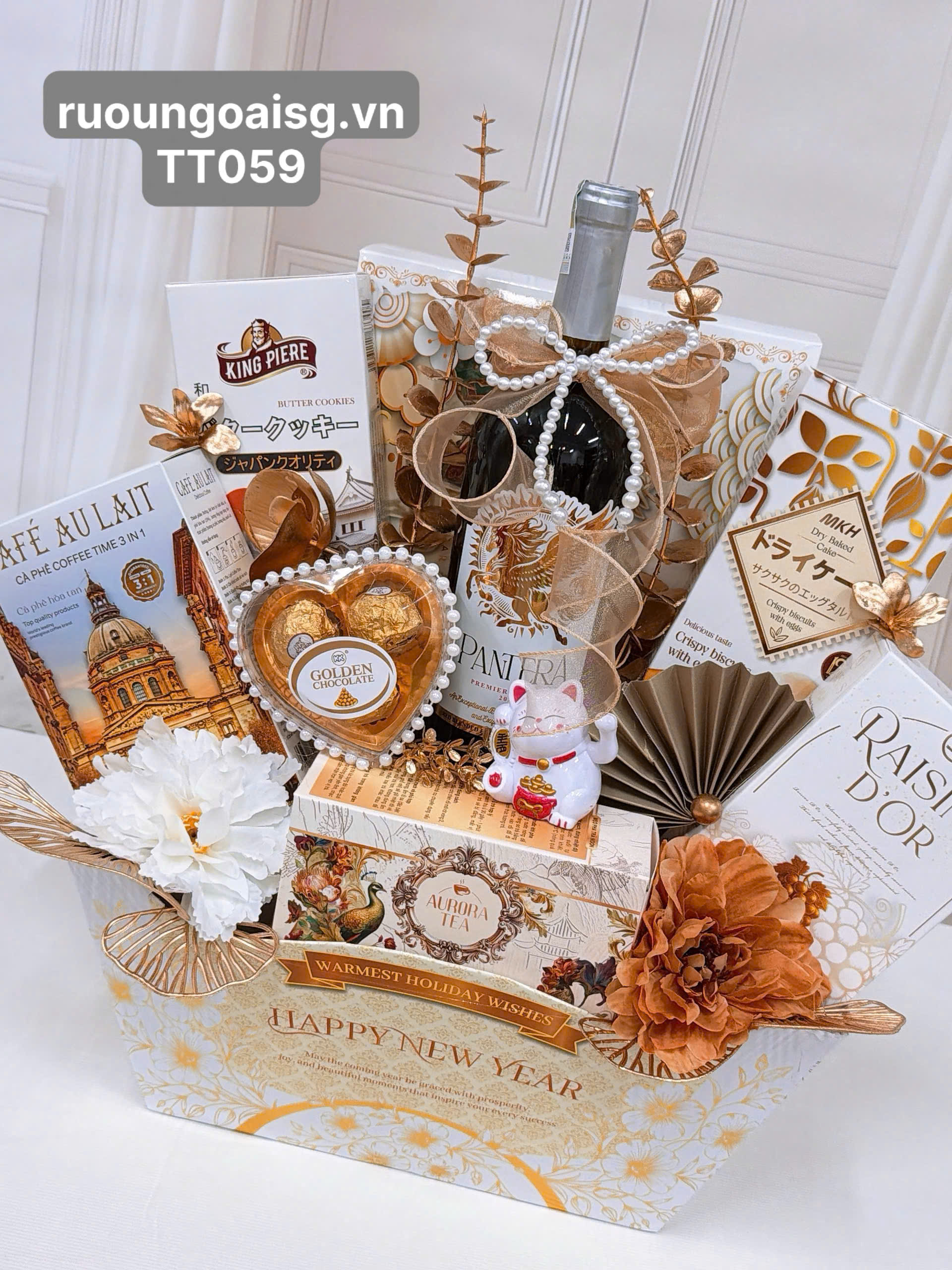 GIỎ QUÀ TẾT BÁNH KEỌ NHẬP 2026 - TT059 - RƯỢU NGOẠI SG