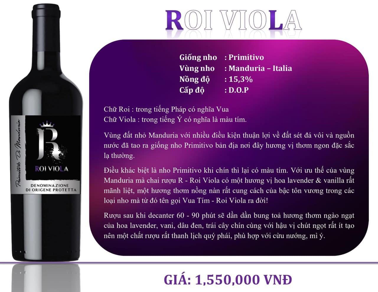 RƯỢU VANG ĐỎ Ý R ROI VIOLA