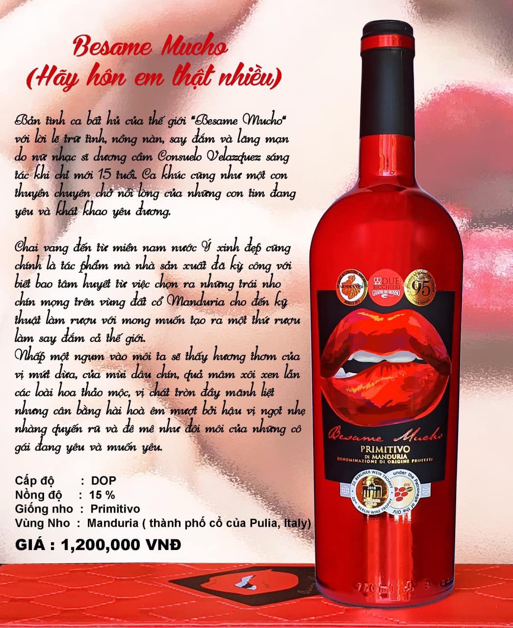 Rượu vang Ý: BESAME MUCHO PRIMITIVO